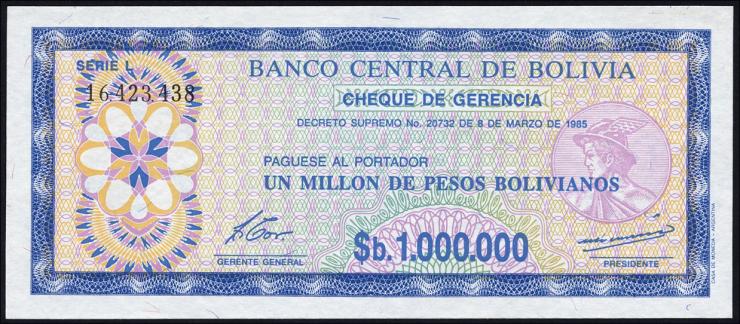 Bolivien / Bolivia P.192C 1.000.000 Pesos Bolivianos 1985 (1) 