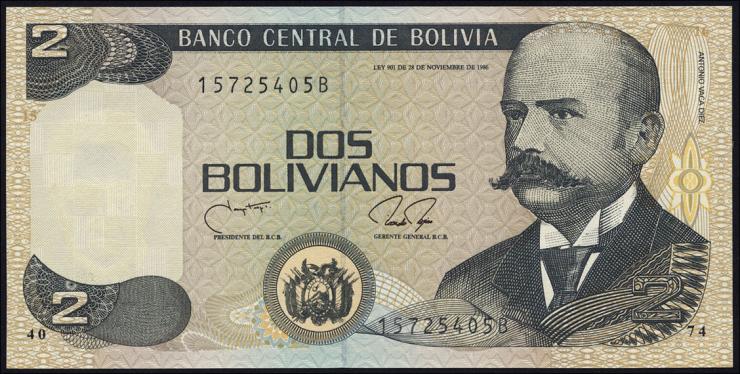 Bolivien / Bolivia P.202b 2 Bolivianos (1990) (1) 