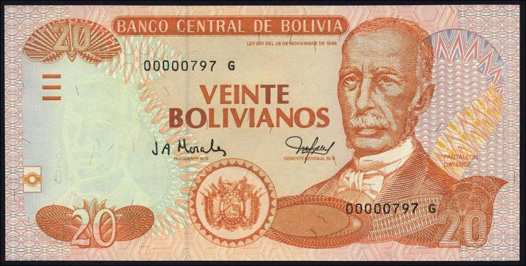 Bolivien / Bolivia P.229 20 Bolivianos (2005) (1) Serie G 