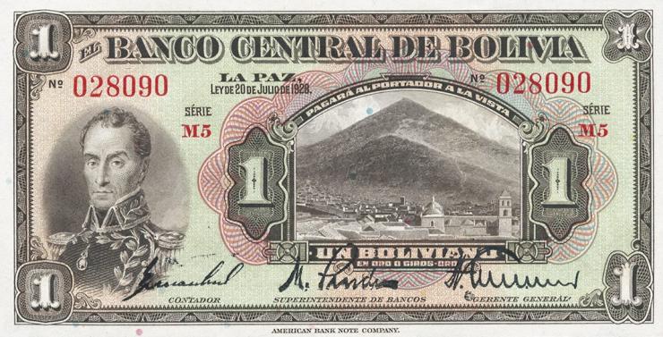 Bolivien / Bolivia P.118 1 Boliviano 1928 (1) U.5 