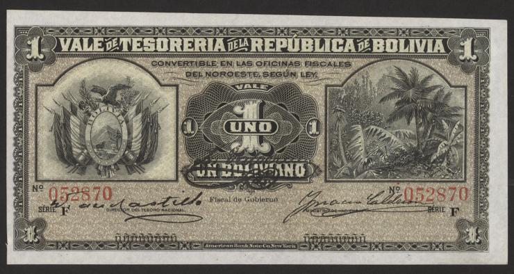 Bolivien / Bolivia P.092 1 Boliviano 1902 (1) 