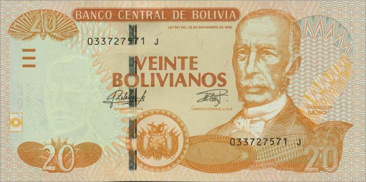 Bolivien / Bolivia P.244 20 Bolivianos (2015) (1) 
