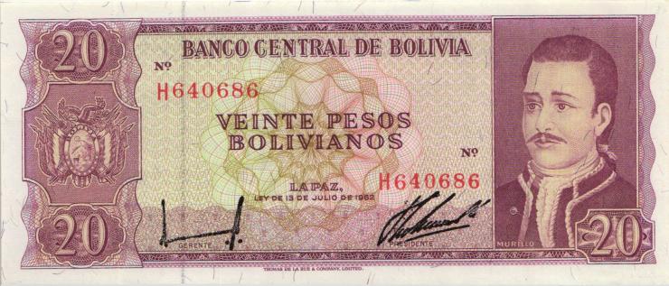 Bolivien / Bolivia P.161 20 Pesos Bolivianos 1962 (1) 