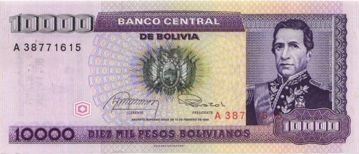 Bolivien / Bolivia P.195 1 Centavo auf 10.000 Pesos Bolivianos 1987 (1) 