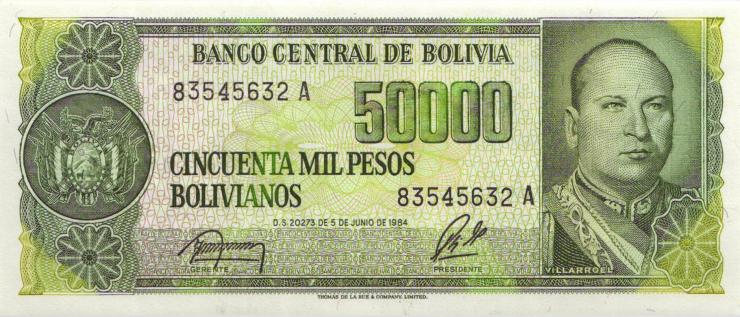 Bolivien / Bolivia P.196 5 Centavo auf 50.000 Pesos Bolivianos 1987 (1) 