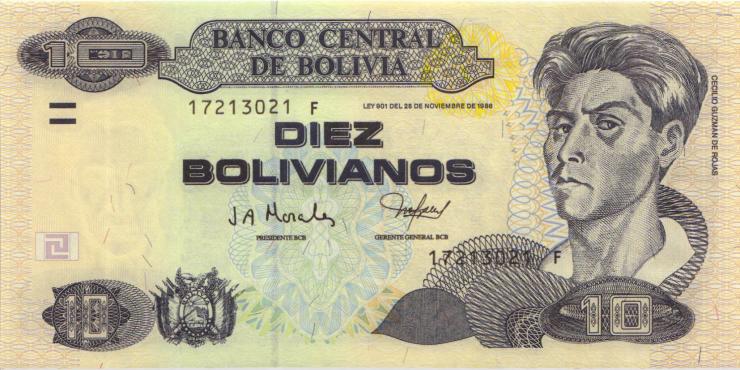 Bolivien / Bolivia P.223 10 Bolivianos (2001) Serie F (1) 