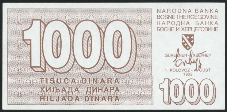 Bosnien & Herzegowina / Bosnia P.026 1000 Dinara 1992 (1) 