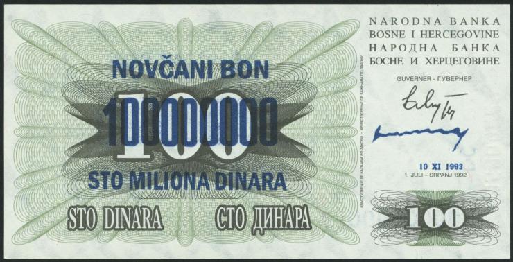 Bosnien & Herzegowina / Bosnia P.037b 100.000.000 Dinara 1993 (1) 