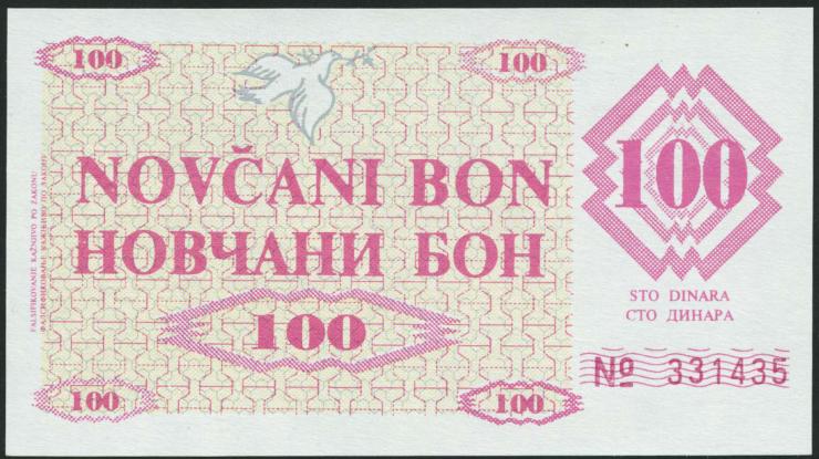 Bosnien & Herzegowina / Bosnia P.006r 100 Dinara 1992 (1) 