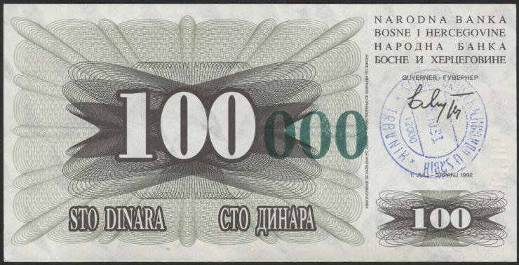 Bosnien & Herzegowina / Bosnia P.056a 100.000 Dinara 1993 (1) 