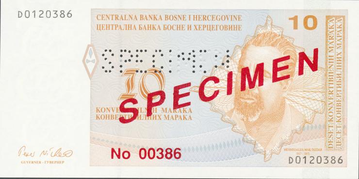 Bosnien & Herzegowina / Bosnia P.063s 10 Konver. Marka (1998) Specimen (1) 