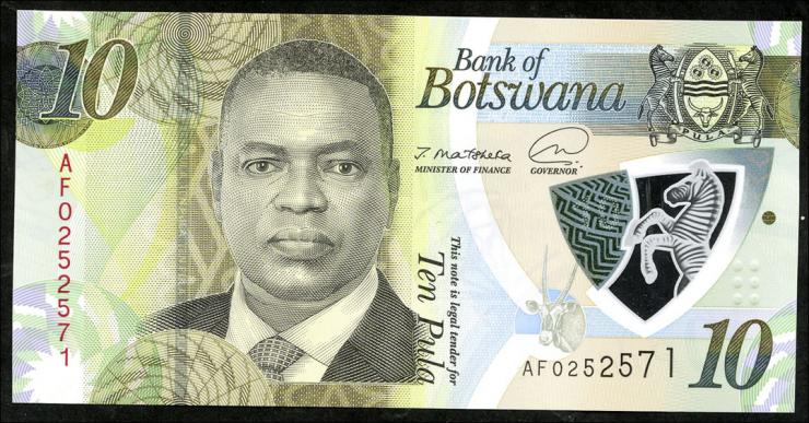 Botswana P.36 10 Pula (2021) Polymer (1) 