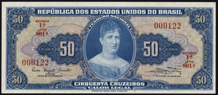 Brasilien / Brazil P.169 50 Cruzeiros (1961) (1) 