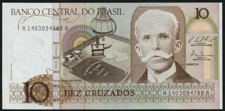 Brasilien / Brazil P.209b 10 Cruzados (1987) (1) 