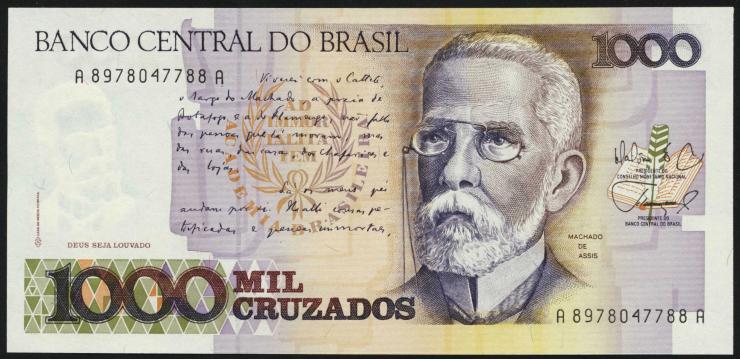 Brasilien / Brazil P.213b 1000 Cruzados (1988) (1) 