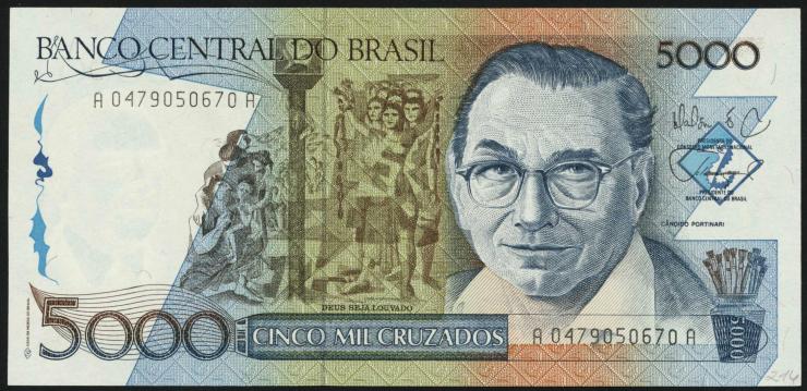Brasilien / Brazil P.214 5000 Cruzados (1988) (1) 