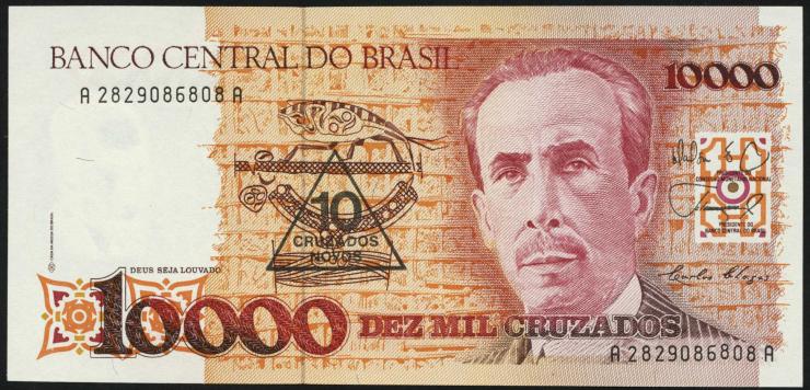 Brasilien / Brazil P.218a 10 Cruzados Novos (1990) (1) 