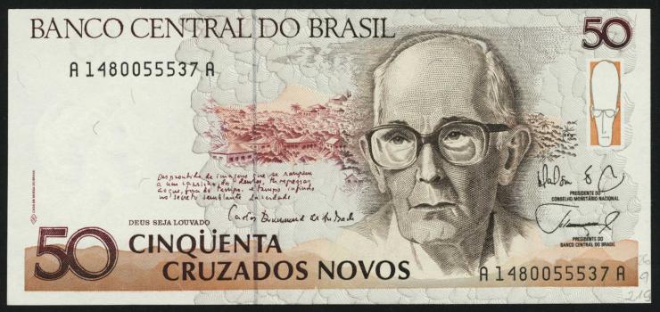 Brasilien / Brazil P.219a 50 Cruzados Novos (1989) (1) 