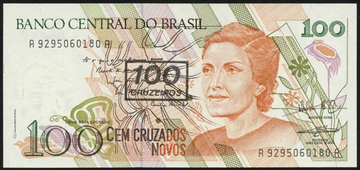 Brasilien / Brazil P.224b 100 Cruzeiros (1990) (1) 