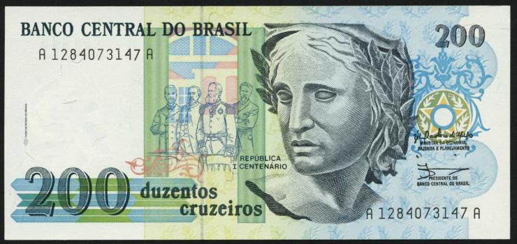 Brasilien / Brazil P.229 200 Cruzeiros (1990) (1) 