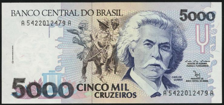 Brasilien / Brazil P.232b 5000 Cruzeiros (1990-93) (1) 