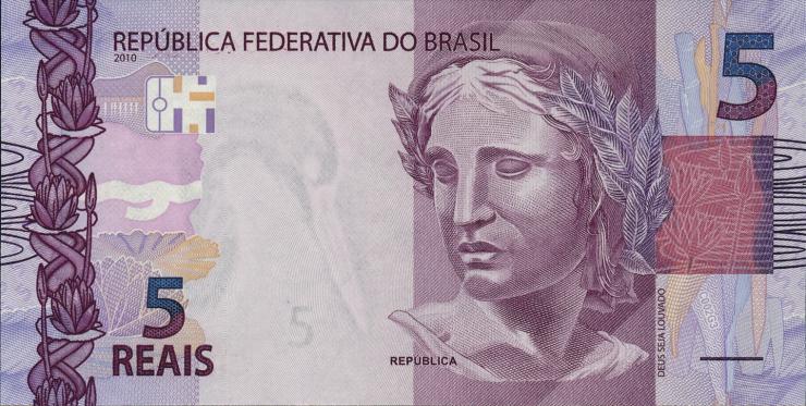 Brasilien / Brazil P.253a 5 Reais 2010 (2013) (1) 
