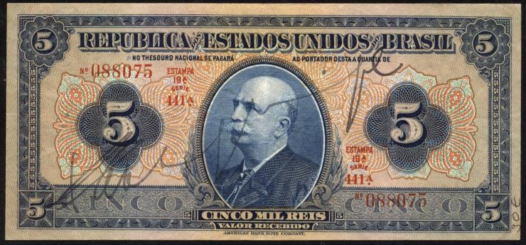 Brasilien / Brazil P.029a 5 Mil Reis (1925) (2) 
