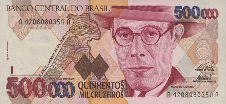 Brasilien / Brazil P.236b 500.000 Cruzeiros (1993) (1) 