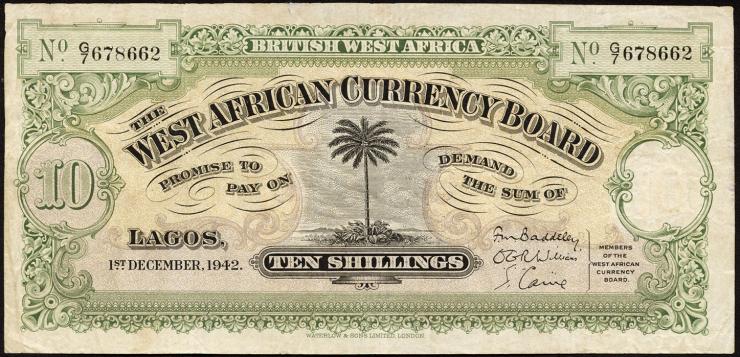 British West Africa P.07b 10 Shillings 1942 (3) 