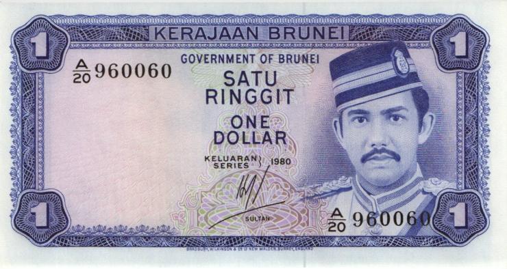 Brunei P.06b 1 Ringgit 1980 (1) 