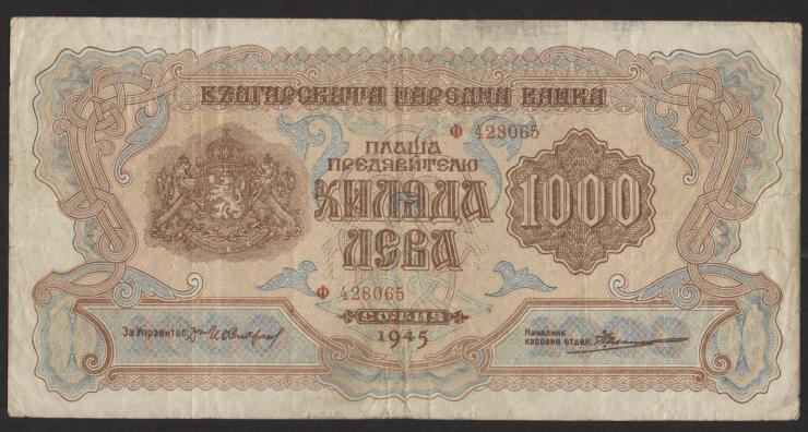 Bulgarien / Bulgaria P.072 1000 Lewa 1945 (4) 