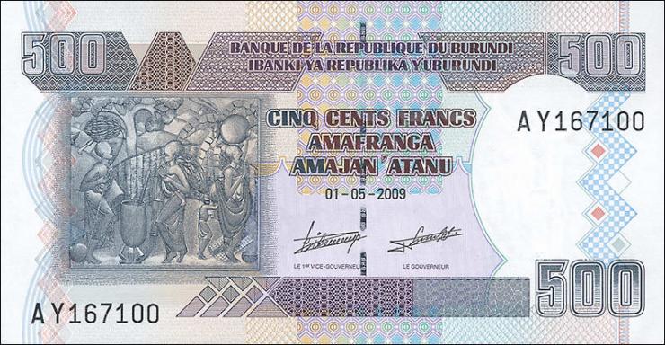 Burundi P.45a 500 Francs 2009 (1) 