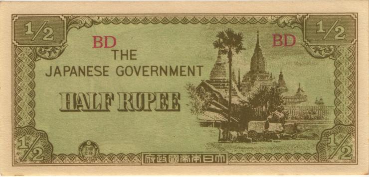 Burma P.13b 1/2 Rupie (1942) Japan. Besetzung (1) 