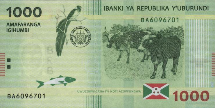 Burundi P.51 1000 Francs 2015  (1) 