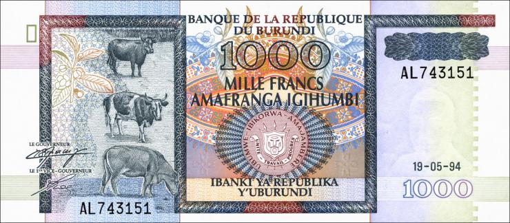 Burundi P.39a 1000 Francs 1994 (1) 