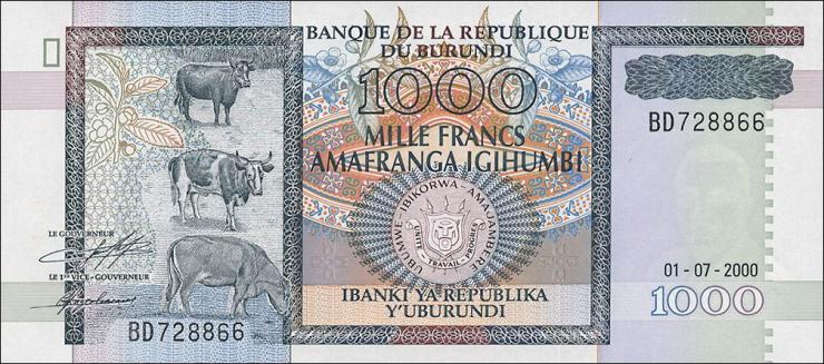 Burundi P.39c 1000 Francs 2000 (1) 