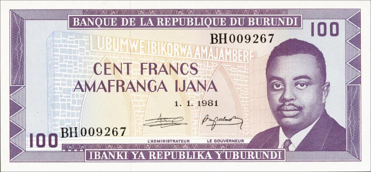 Burundi P.29b 100 Francs 1981 (1) 
