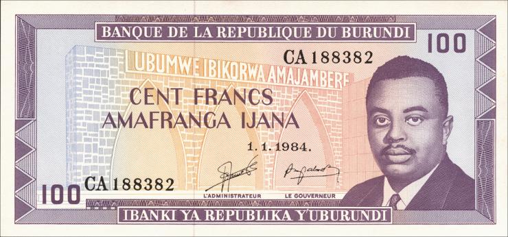 Burundi P.29b 100 Francs 1984 (1) 