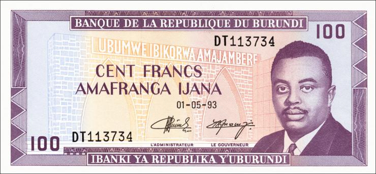 Burundi P.29c 100 Francs 1993 (1) 