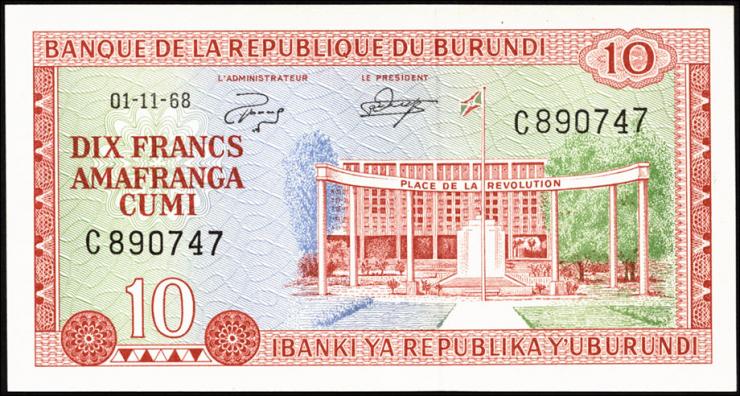 Burundi P.20a 10 Francs 1968 (1) 