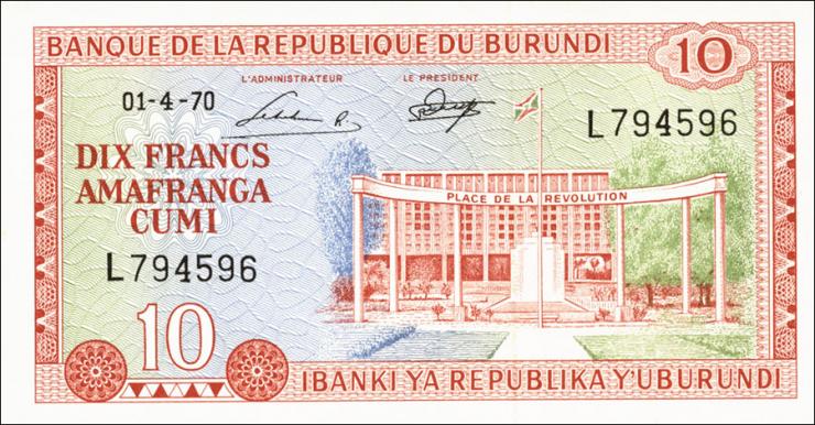 Burundi P.20b 10 Francs 1970 (1) 