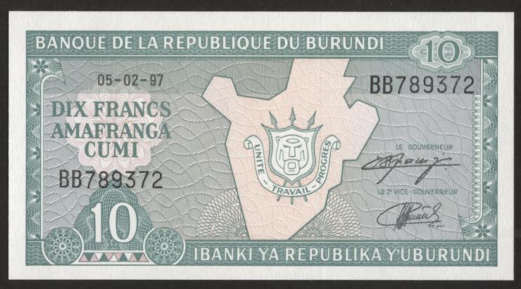 Burundi P.33d 10 Francs 1997 2001 2003 (1) 