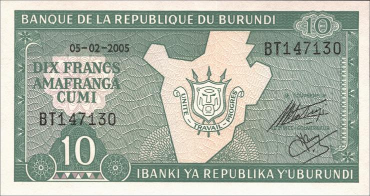Burundi P.33e 10 Francs 2005 2007 (1) 