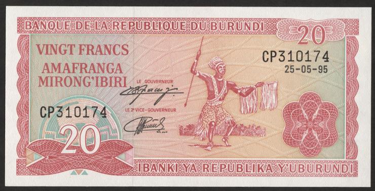 Burundi P.27c 20 Francs 1995 (1) 