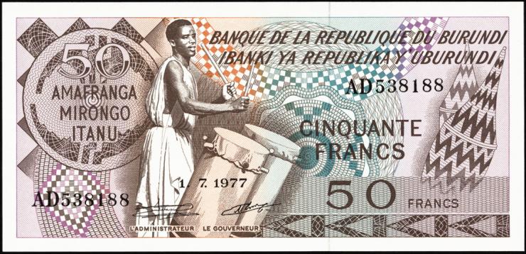 Burundi P.28a 50 Francs 1977 (1) 