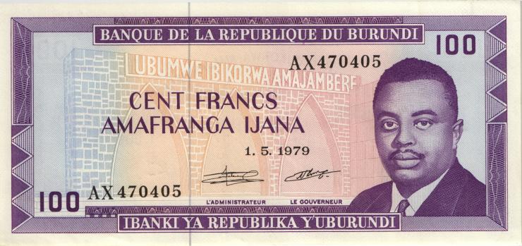 Burundi P.29a 100 Francs 1979 (2) 