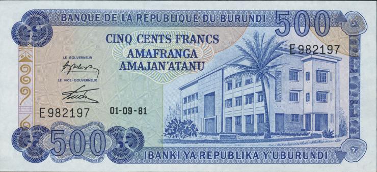 Burundi P.30a 500 Francs 1981 (1) 