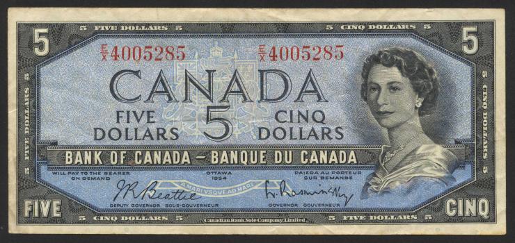 Canada P.077b 5 Dollars 1954 (1961-72) (3) 