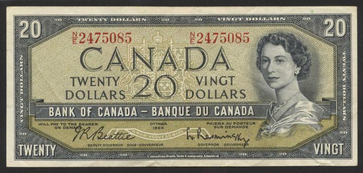 Canada P.080b 20 Dollars 1954 (3) 