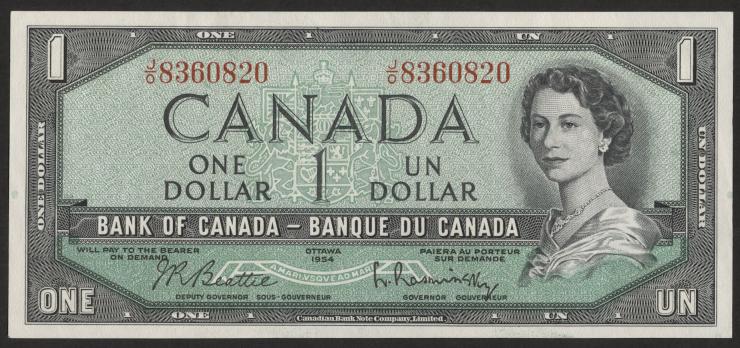 Canada P.074b 1 Dollar 1954 (1955-72) (1) 